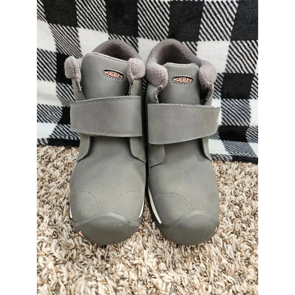 KEEN Kids Winter Boots Gray Waterproof Insulated Hook Loop Size US 6 EU 38